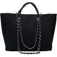 thumbnail image 1 of LinYooLi Women Canvas Handbag Large Capacity Chain Tote Bag PU Handle Shoulder Bag, 1 of 6