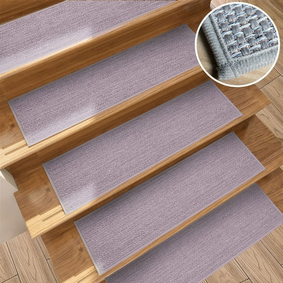 RKSTN bathroom rugs Imitation Linen Needle Stair Mat8x30cm Non-Slip Carpet Stair Treads Non-Slippery Rug Slip Resistive Indoor Runner For Kids Elders And Pet With Reusable Adhesive