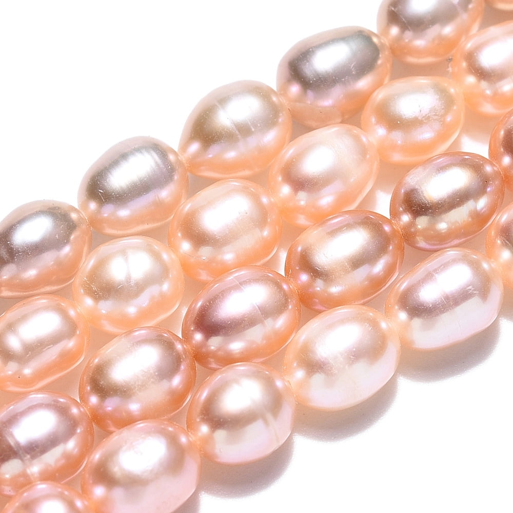 Natural Cultured Freshwater Pearl Beads Strands Rice Wheat 6~7.5x5~5.8mm Hole: 0.7~0.8mm about 48pcs/strand 13.5 inch(34~35cm)