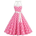 thumbnail image 2 of Elainilye Fashion Dresses for Women 2024 Casual Court Contrast High Collar Polka Dotted Large Dress Formal Dress,Pink, 2 of 8