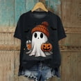 thumbnail image 2 of enyan Women Halloween Shirt Pumpkin Printed Cute T Shirts Orange Graphic Tops Fall Tee Fashion Black,S, 2 of 4