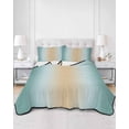 thumbnail image 3 of Quilts Full Size, Khaki Turquoise Ombre Soft Comforter Bedding Set for Bed, Modern Abstract Art Gradient Lightweight Quilted Bedspread with Pillow Cover(2 Pieces) for All Season, 78x90 Inch, 3 of 6