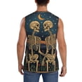 thumbnail image 4 of Balery Romantic Skeletons Under Moon Camisetas sin mangas para hombre, absorbe la humedad y protege contra el mal olor.-Large, 4 of 7