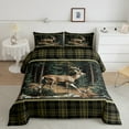thumbnail image 3 of Feelyou Wildlife Deer Moose Men Bedding Comforter Set, Vintage Green Buffalo Twin Comforter Sets, Rustic Farmhouse Tree Reversible Bedding Set, Breathable Home Decor, 2-Piece, 3 of 9