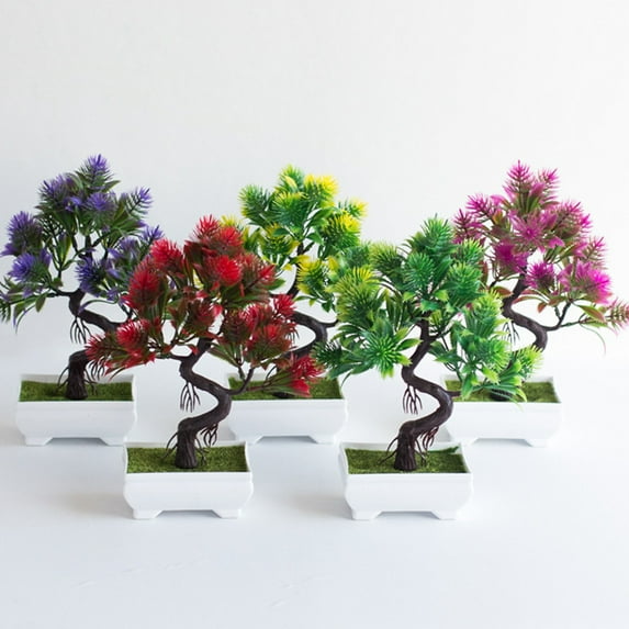 Cheers US Artificial Plants Artificial Bonsai Tree Potted Faux Japanese Pine Bonsai Simulation Zen Garden Fake Plant Artificial Bonsai Tree for Home Office Showcase Indoor Décor Desktop Display
