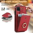 thumbnail image 3 of MYKOMI Phone Case for Samsung Galaxy A12/M12 Wallet Cell Cover with HD Screen Protector and Crossbody Strap Ring Stand RFID Credit Card Holder A 12 5G A-12 S12 12A 4G Women Girls Red, 3 of 7