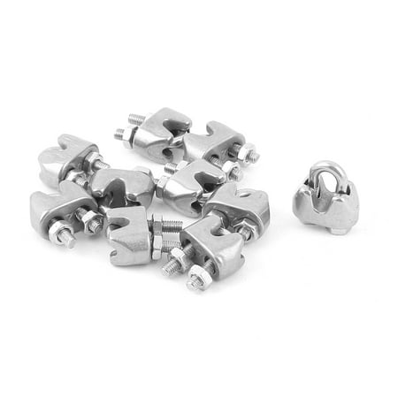 

3mm 1/8 Stainless Steel Wire Rope Cable Clamp Fastener 10pcs