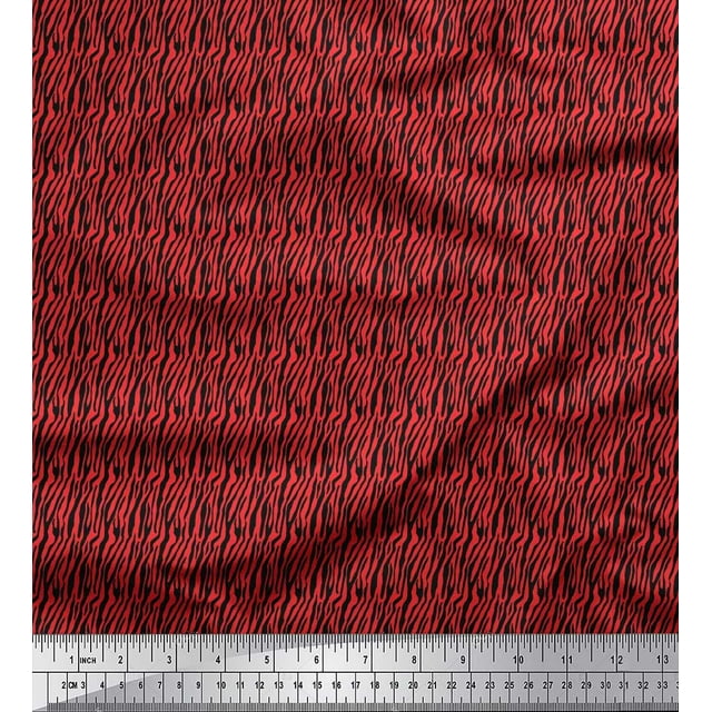 Soimoi Red Modal Satin Fabric Wild Animal Skin Small Fabric Prints by Yard 42 Inch Wide