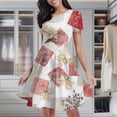 thumbnail image 2 of Abstract Floral Red Pattern Design Women's Classic Swing Skater Dress Casual Work Party Cocktail Dresses, 2 of 6