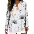 thumbnail image 2 of Yxbdin V Neck Blouses for Women Plus Size Long Sleeve Clothes Dressy Casual Printed Tops Summer Going Out Shirt White XXL, 2 of 5