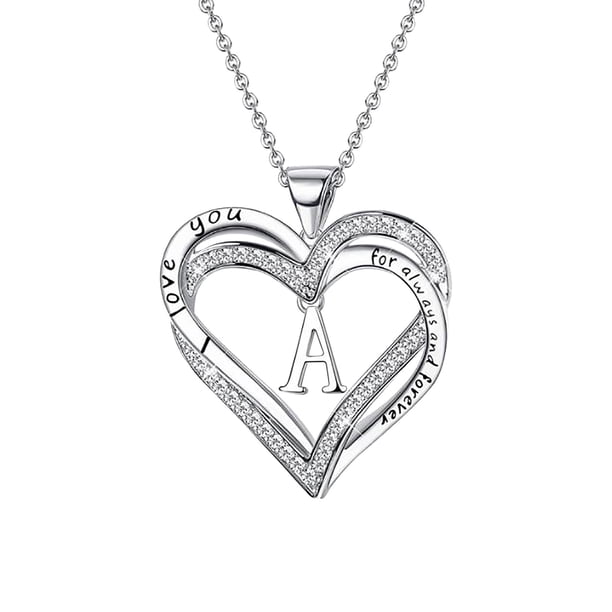 Collar de diamantes de doble corazón para mujer con 26 letras inglesas Collar de pareja Wmkox8yii fajkfhkj89