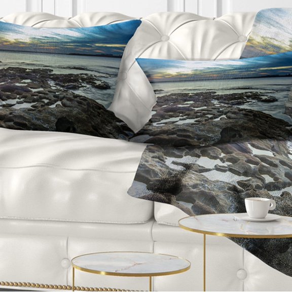 Designart Beautiful Dark Seashore Australia - Cityscape Throw Pillow - 12x20