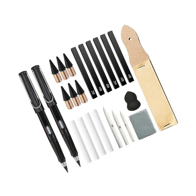 maskred 24x Sketching Drawing Art Kit Carbon Rods Eternal Pencil for Artist Blending