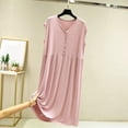 thumbnail image 3 of Lixiuxyad Women's Summer Sleeveless Loose Fit Swing Dress Button Down V Neck Casual Home Nightgown Womens Nightwear One Size, 3 of 4