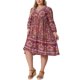 thumbnail image 2 of Vestido de verano de talla grande Agnes Orinda para mujeres, casual, bohemio, floral, con cuello en V, manga 3/4, midi, corto, vestido de playa 2X amarillo rosa, 2 of 6