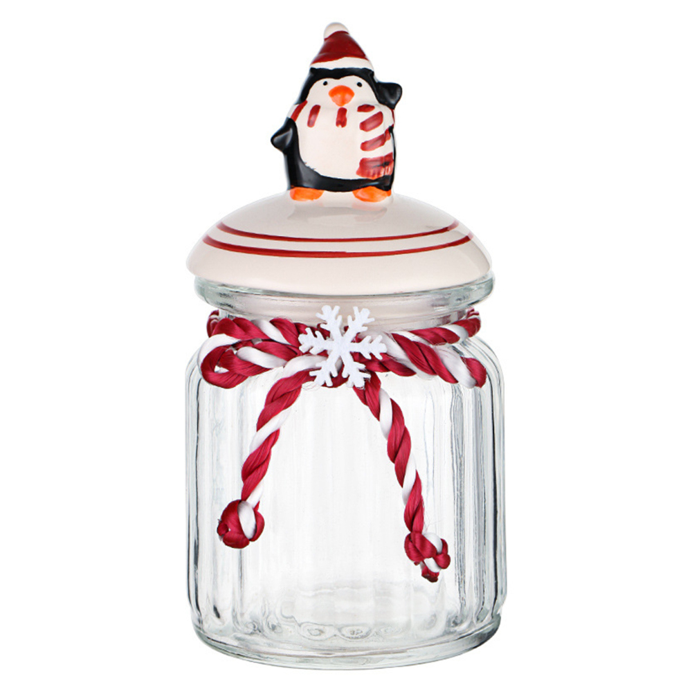 Christmas Clear Glass Candy Jars Long-term Use Stops Odors Container for Kitchen Cabinet Drawer Storage  Penguin - image 2 of 8