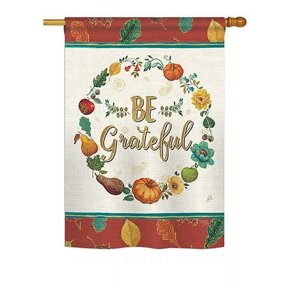Breeze Decor BD-TG-H-113071-IP-BO-DS02-US 28 x 40 in. Be Grateful Fall - Seasonal Thanksgiving Impressions, Decorative Vertical House Flag
