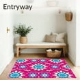 thumbnail image 3 of ODIKA 3'x5' Machine Washable Non-Slip Area Rug, Snowflake Medallion Latch Hook Kit with Pre Printed Canvas DIY Needlework High Traffic Rug, Pink, 639253, 3 of 7