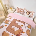 thumbnail image 3 of Erosebridal Kawaii Capybara Letter Monogrammed E Twin Bedding For Boys Girls,Cute Food Fruit Food Animal Duvet Cover Set For Kids,2pcs,No Comforter,Pink Reversible, 3 of 6