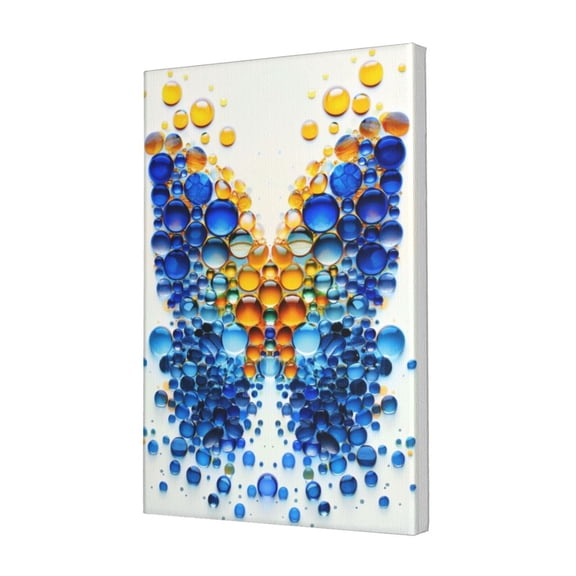 12x18 inch Frameless Canvas Painting Water Droplet Blue Butterfly,Rustic Office,Lounge,Bedroom,Kitchen Wall Art Prints Decoration,Gift For Butterfly Lovers,Modern Style Blue Butterfly Poster