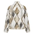 thumbnail image 6 of Jackets for Women Winter Coat Jackets Flannel Stand Collar Jacket(Geometric Beige Pattern Design Tiles,Size:S-4XL), 6 of 7