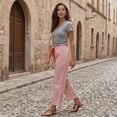 thumbnail image 6 of VV AVEORS Womens Summer Striped Barrel Cropped Pants Comfy Drawstring Capri Pant With Pockets Beach Vacation Lounge Trousers Red S, 6 of 8