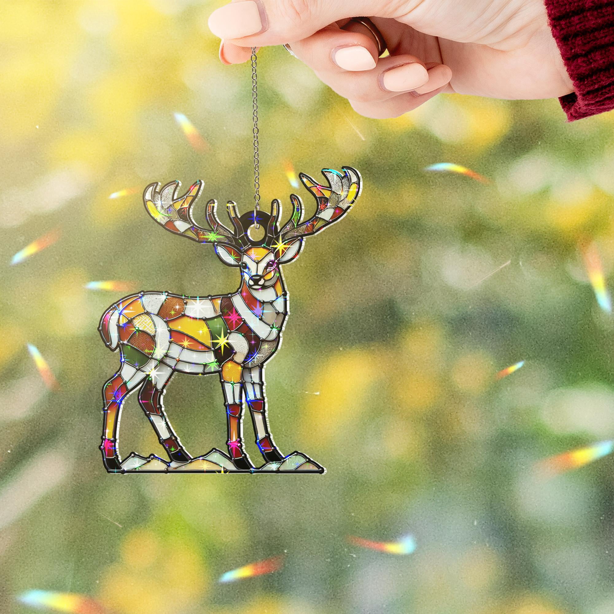 Lotusprinthandmade Deer Hunting Custom Shape Star Hologram Ornament 8in, hunting gift ornament, deer lovers holographic decoration