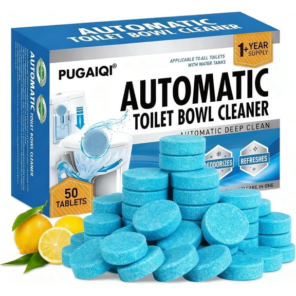 Toilet Bowl Cleaner Tablets Blue Toilet Tank Cleaners, Septic-Safe Hard Water Stain Remove, Odor Remover Bathroom& Effervescent Stain， Automatic Toilet Cleaning & Deodorizer，50 Count Automatic—good50