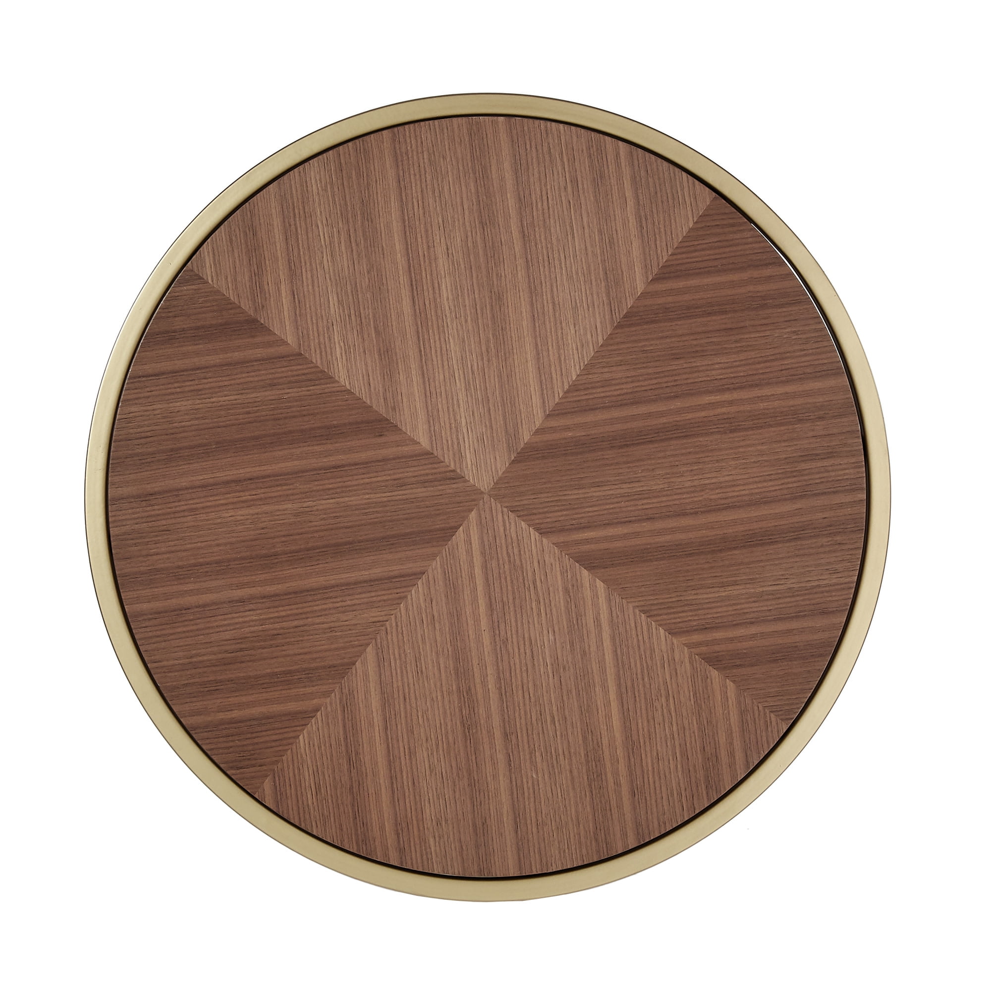 Weston Home Mako Wood and Metal Round End Table, Natural Finish, Gold Base