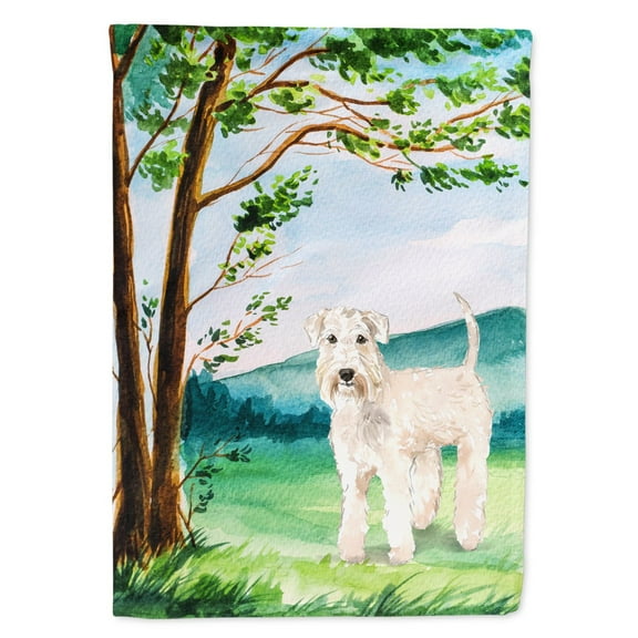 Carolines Treasures CK2552GF Under the Tree Wheaten Terrier Flag Garden Size  Small multicolor