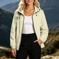 thumbnail image 2 of Nowekniz Women's Lightweight Waterproof Raincoat, Packable Hooded Rain Jacket Windbreaker with Pockets, Casual Outerwear for Travel Outdoor Activities, 2 of 7