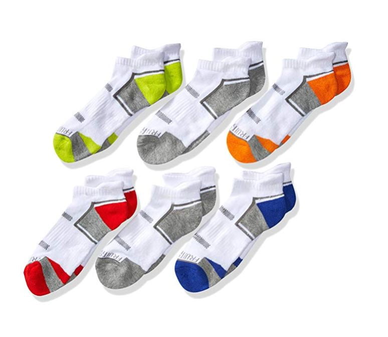 6 Pair Pack New Fruit of the Loom Boy's Active Ankle Socks