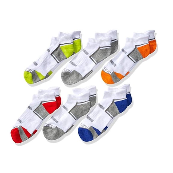 Fruit of the Loom Boys Moisture Wicking Active Low Cut Socks, White (6 Pack)