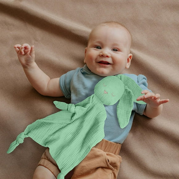 Manta , juguete para abrazar , muñeco de peluche de animal para bebé, toalla relajante, juguetes sensoriales para niños y niñas, niño Verde