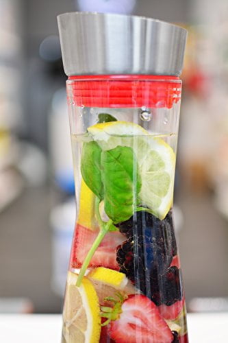 GROSCHE RIO Glass Infusion Water Pitcher and Sangria Maker Carafe with Stainless Steel Smart Filter Lid, 32 oz
