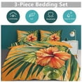 thumbnail image 5 of 3 Pcs Soft Bedding Set, Includes 1 Duvet Cover with Zipper And 2 Pillow,Shams Hawaiian Hibiscus Garden Orange Flowers Full(79"×90"), 5 of 8