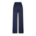 thumbnail image 5 of XFLWAM Women's Silk Satin Palazzo Pants Elastic Waist Soft Lounge Pants Casual Loose Pajama Trousers Sleepwear Pj Bottoms with Pockets Navy Blue M, 5 of 6