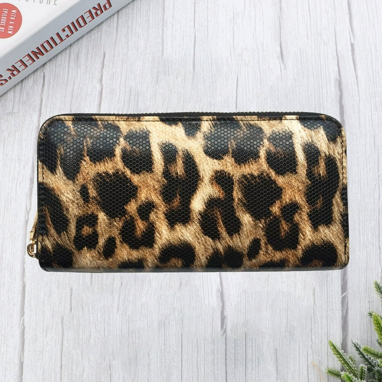 PU Fashionable Wallet Creative Leopard Handbag Double Zipper Purse