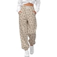 thumbnail image 2 of XIAOCHA Women's Leopard Print Jogger Pants Elastic Ankle Side Pockets Loose Fit Sweatpants, 2 of 4