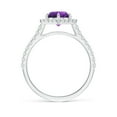 thumbnail image 2 of ANGARA Natural Round 1.15 ct Amethyst Ring with Hexagonal Diamond Halo in 14K White Gold for Women (Size-7mm) | February Birthstone, Anniversary, Jewelry Gift for Women | Natural Amethyst Ring, 2 of 9