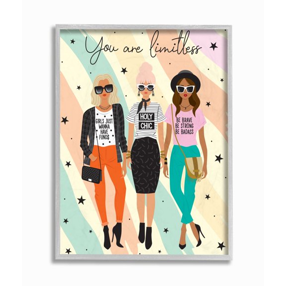 Stupell Industries Fashionista Friends with Female Glam Phrases Designed by Ilis Avilés