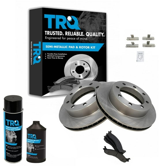 TRQ Brake Pad & 8 Lug Rotor Kit Metallic Front w/Chemicals BKA17565