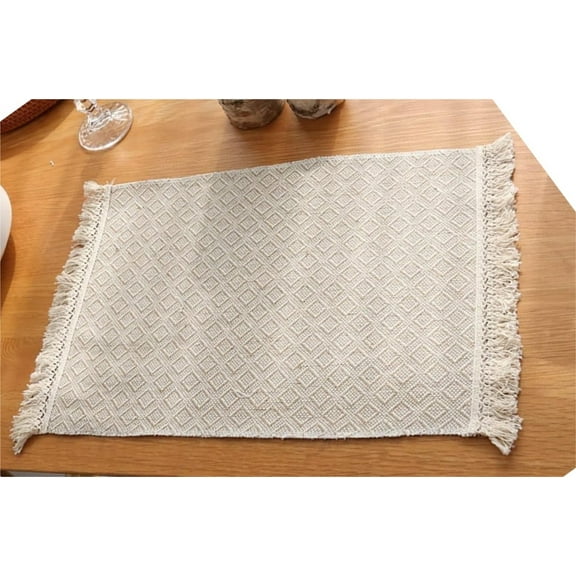 Linen Placemats Set of 4-12 x 18 Inch Dining Table Place Mats, Heat Resistant, Washable Cloth Placemat Kitchen Table Mats