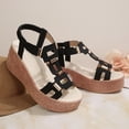 thumbnail image 5 of Bnwani Platform Sandals Women,Summer Sandals,Wedge,Open Toe,Casual,Cutout,Black,8.5, 5 of 9