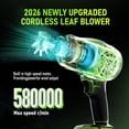 thumbnail image 3 of Leaf Blower Cordless with Battery and Charger,580000RPM Lightweight Mini Leaf Blower,21V Handheld Electric Blower with 2×4.0Ah Batteries & Fast Charger,Turbo Jet Blower for Lawn,Yard,Garage, 3 of 9