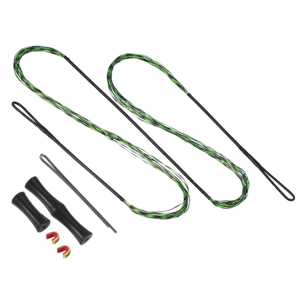Reemplazo de cuerda de arco Uxcell con 2 piezas de nock de latón y 1 juego de tabuladores de silicona para arco largo tradicional, cuerda de arco recurvo verde-negro AMO 52"