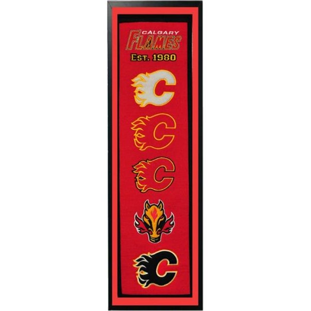 Encore Select 109-66 Calgary Flames Logo History Felt Banner - 14 x 37 in.