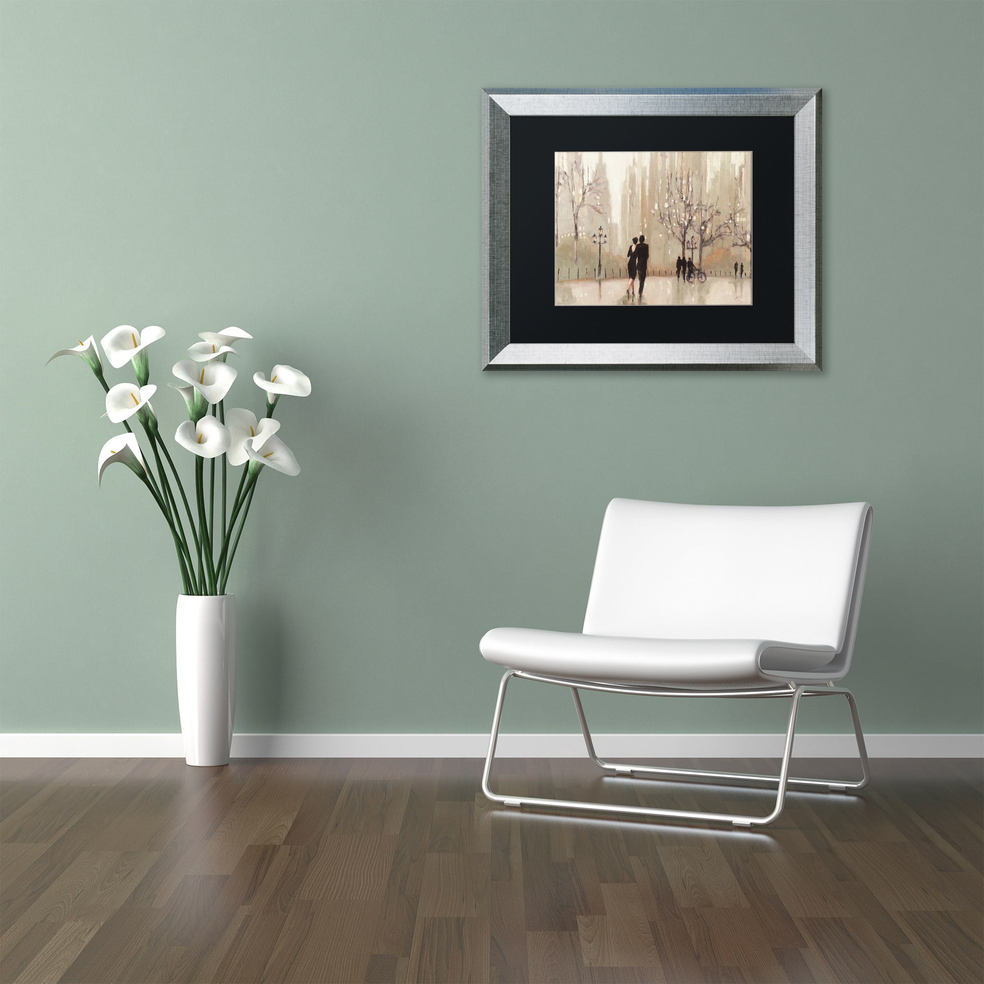 Trademark Fine Art "An Evening Out Neutral" Canvas Art by Julia Purinton Black Matte, Silver Frame
