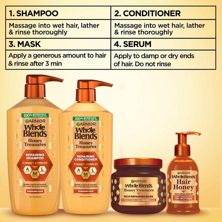 Garnier Whole Blends Honey Repairing Shampoo, 28 fl oz photo 8
