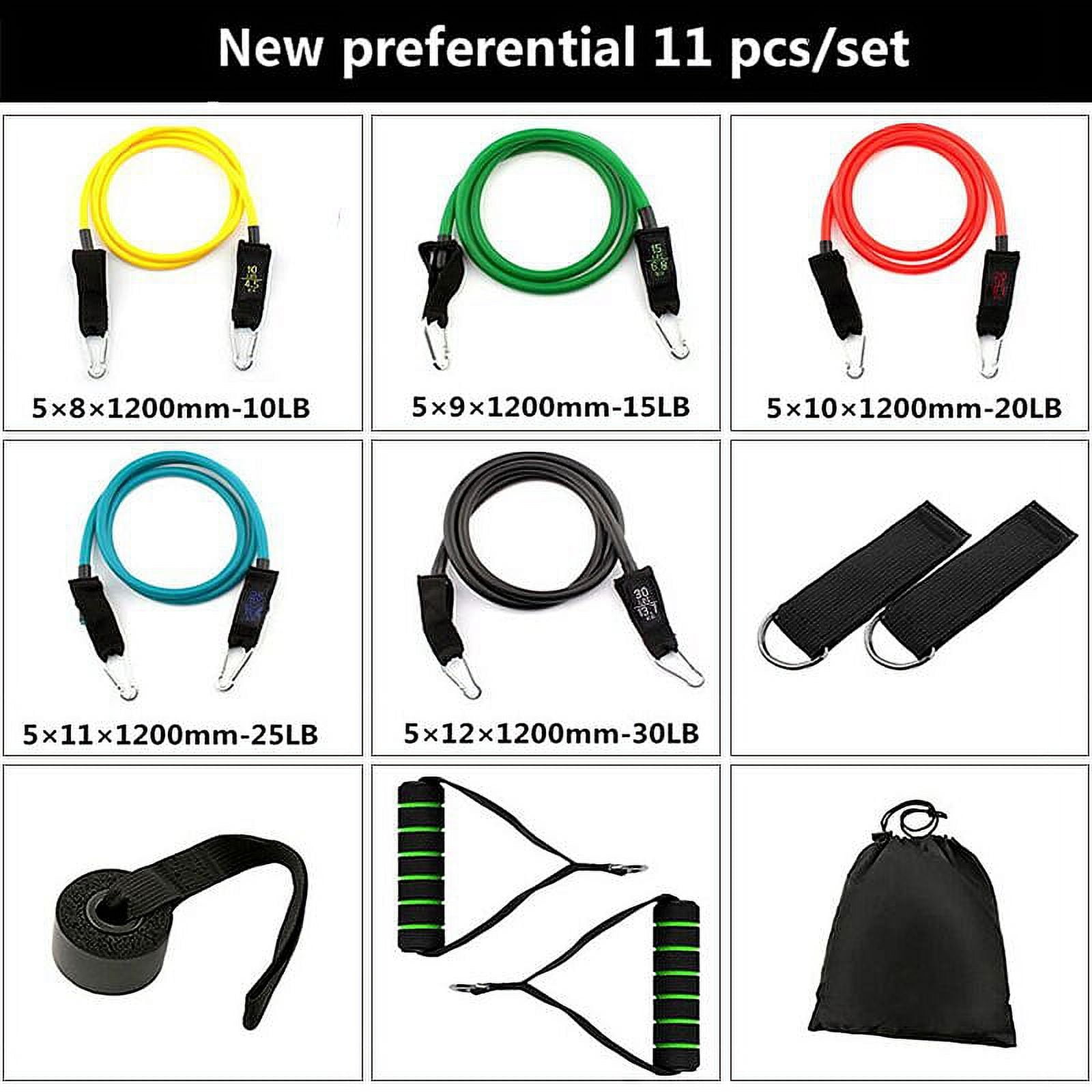 LNKOO 11pcs PREMIUM Resistance Bands Set for Exercise, Workout Bands for Men with Fitness Tension Bands, Handles, Door Anchor, Ankle Straps, Carry Bag & Advanced eBook - Strength Training, Home Gym